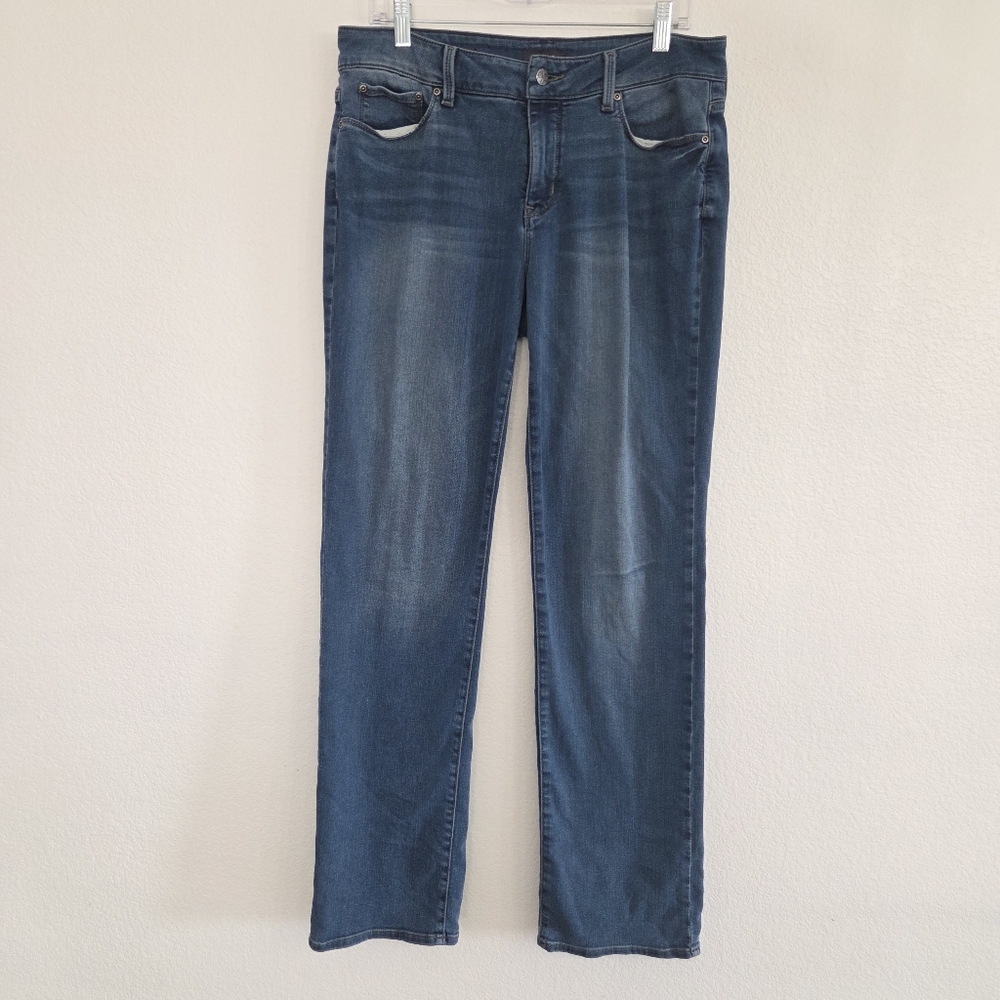 NYDJ Jeans Womens 10 Blue Marilyn Straight Lift Tuck Medium Wash